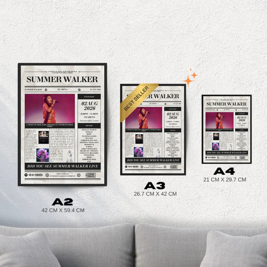 Summer Walker - Personalised Newspaper Style Concert Poster