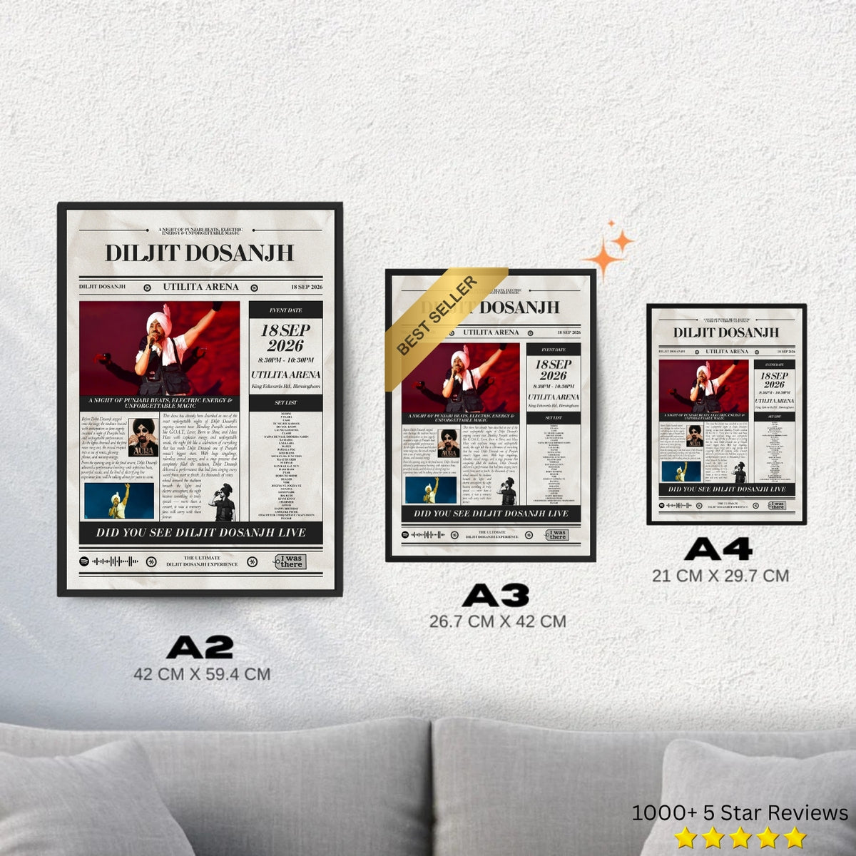 Diljit Dosanjh - Personalised Newspaper Style Concert Poster