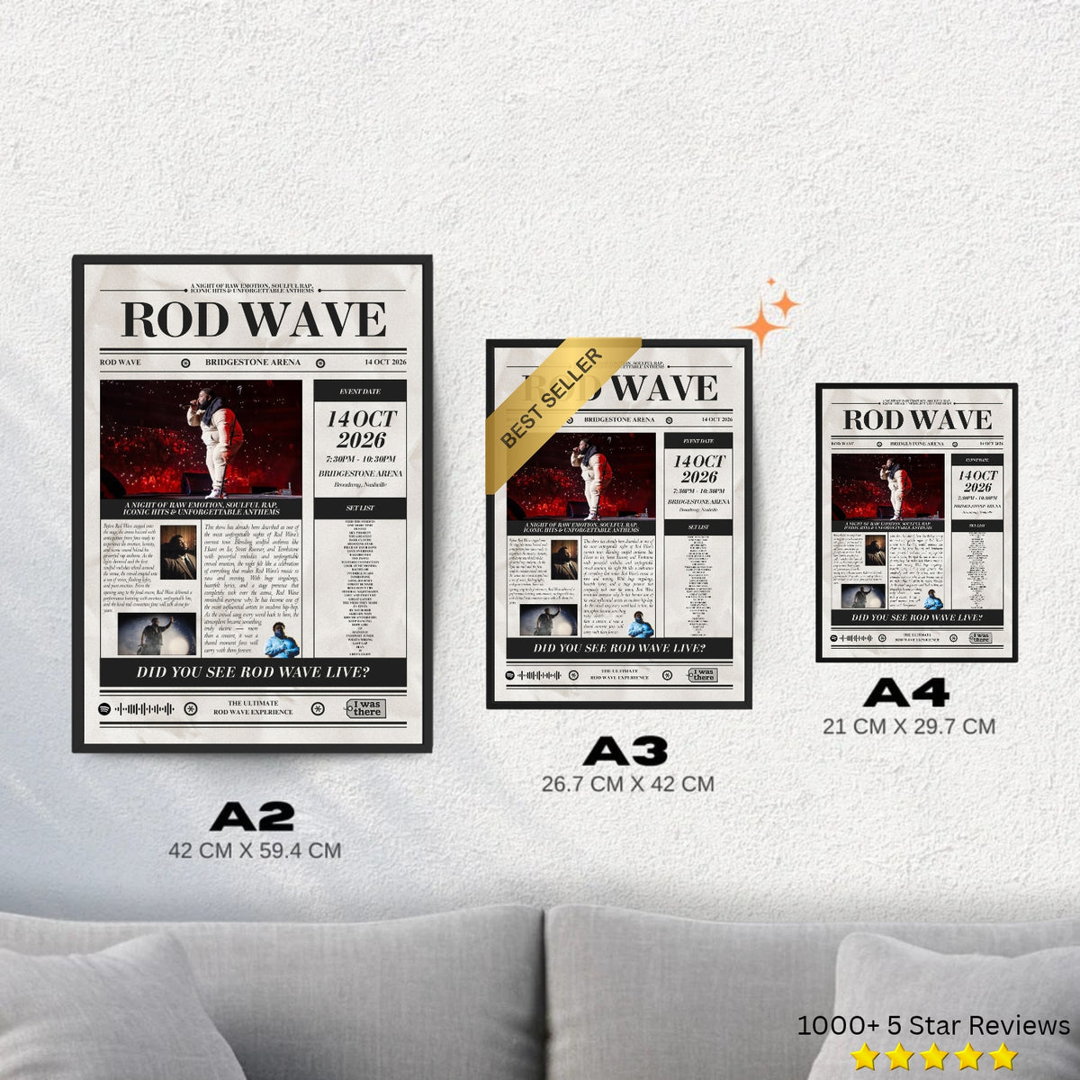 Rod Wave - Personalised Newspaper Style Concert Poster (USA Tour)