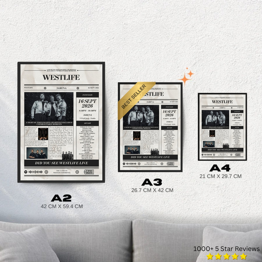 Westlife - Personalised Newspaper Style Concert Poster