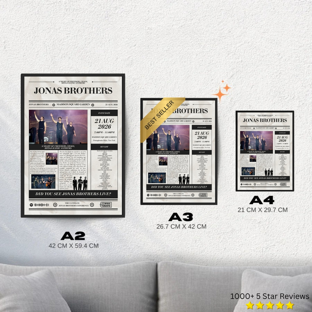 Jonas Brothers - Personalised Newspaper Style Concert Poster (USA Tour)
