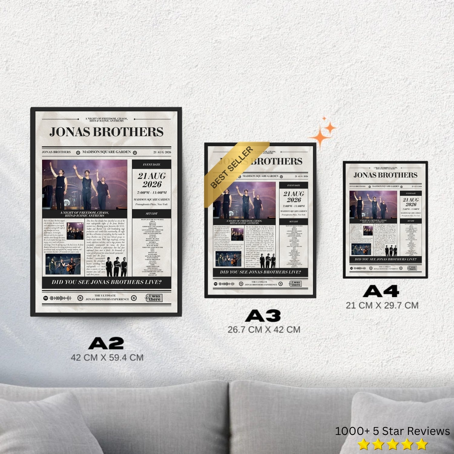 Jonas Brothers - Personalised Newspaper Style Concert Poster (USA Tour)