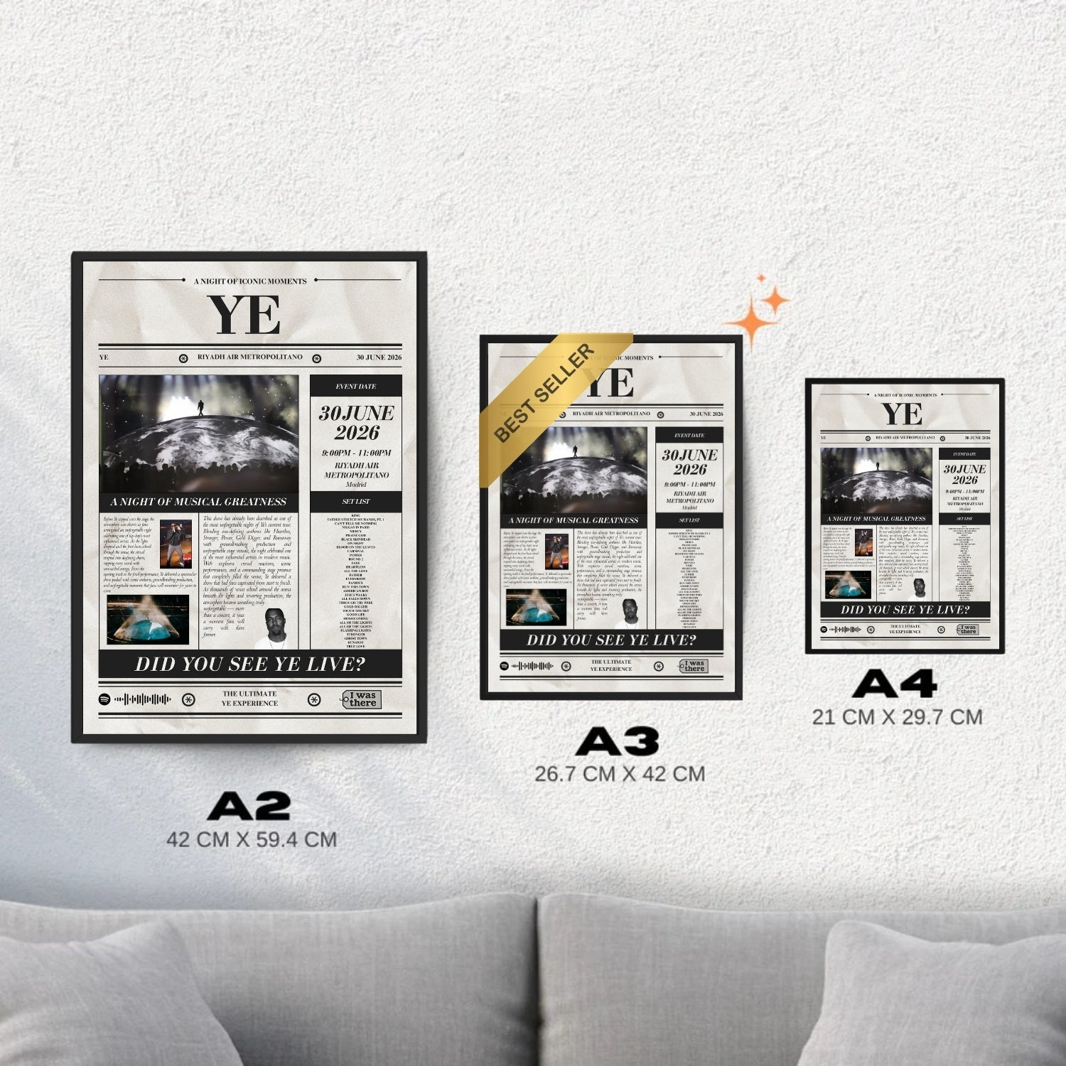 Kanye West - Personalised Newspaper Style Concert Poster (Europe)