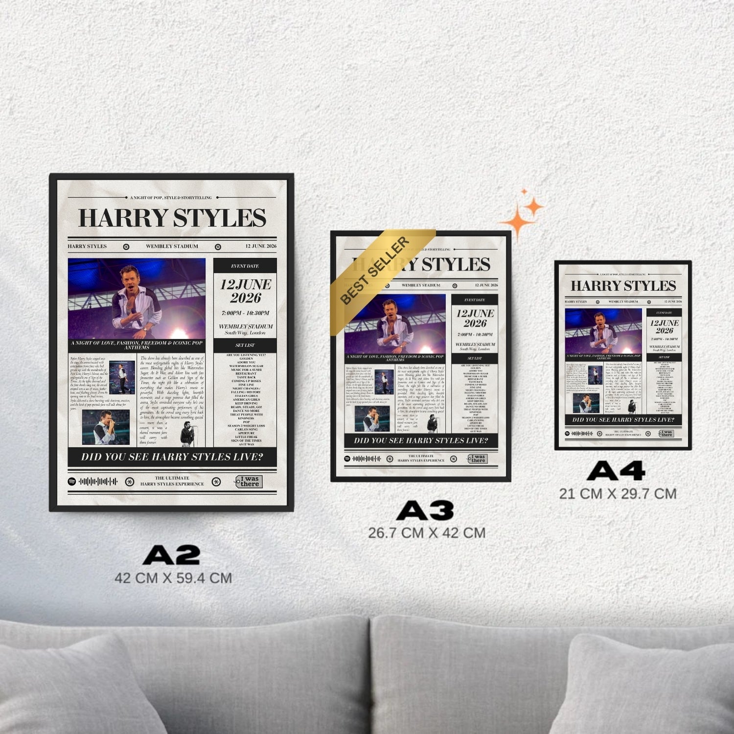 Harry Styles - Personalised Newspaper Style Concert Poster