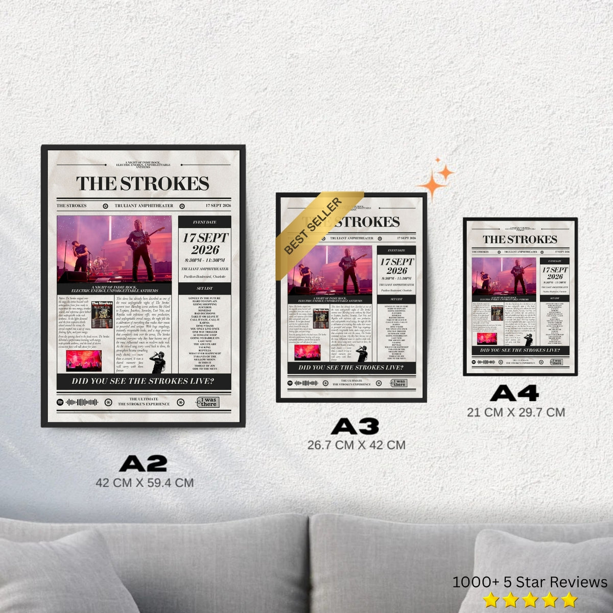 The Strokes - Personalised Newspaper Style Concert Poster