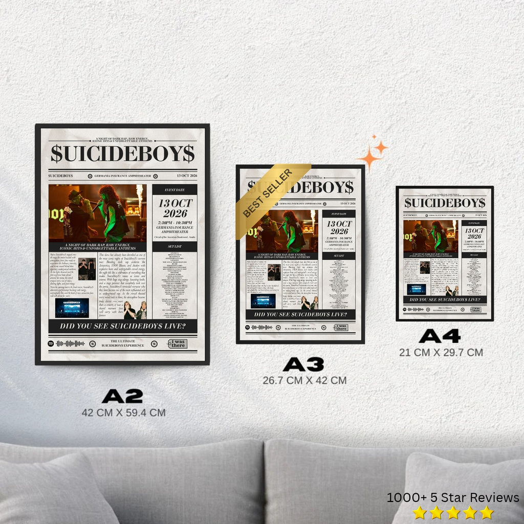 $UICIDEBOY$ - Personalised Newspaper Style Concert Poster (USA Tour)