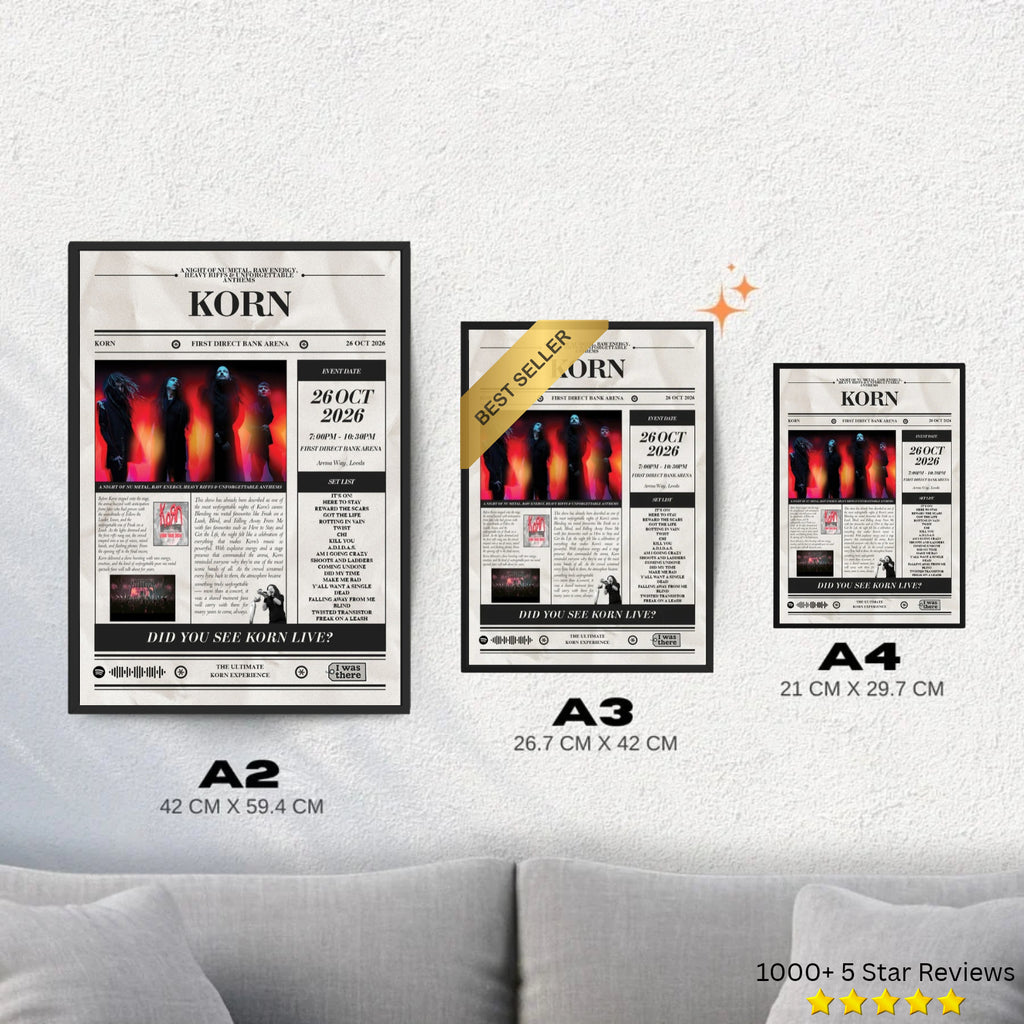 Korn - Personalised Newspaper Style Concert Poster
