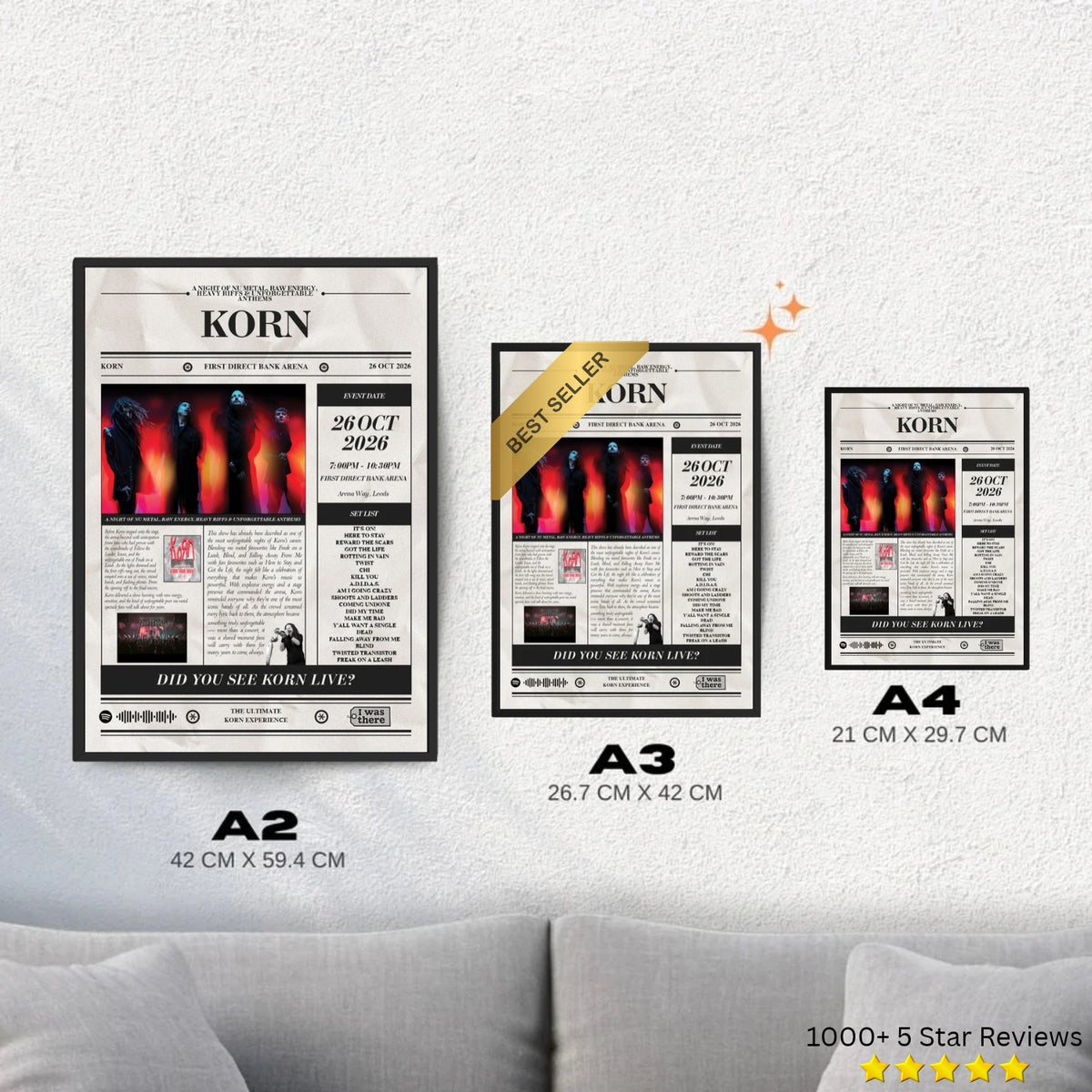 Korn - Personalised Newspaper Style Concert Poster