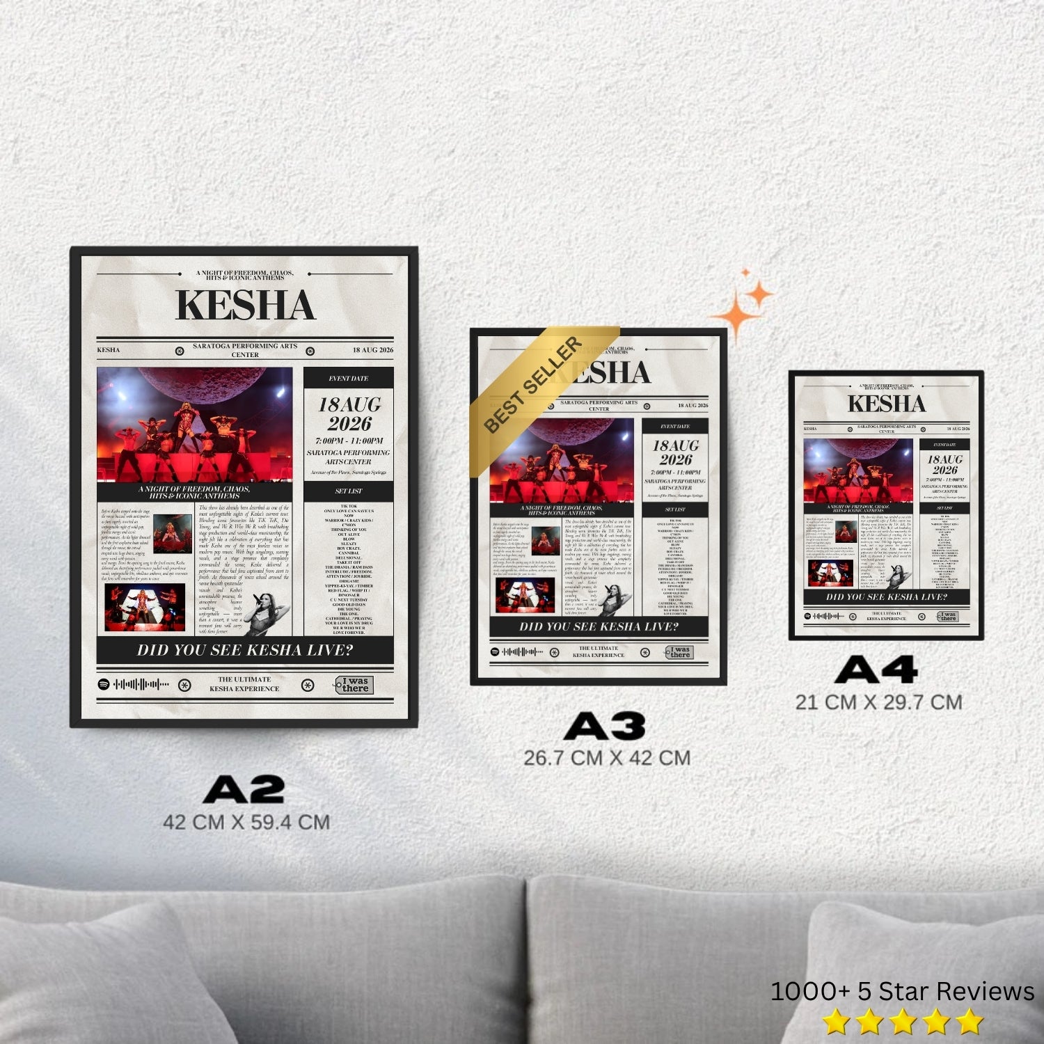 Kesha - Personalised Newspaper Style Concert Poster (USA Tour)