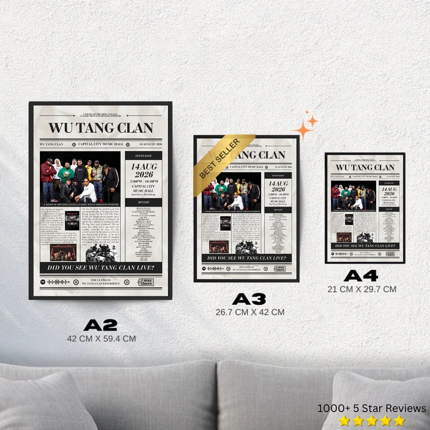 Wu Tang Clan - Personalised Newspaper Style Concert Poster (USA Tour)