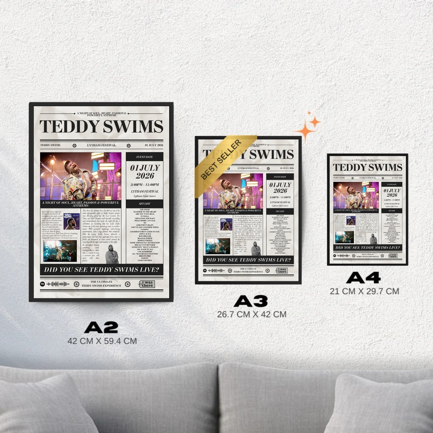 YUNGBLUD - Póster de concierto personalizado estilo periódico
