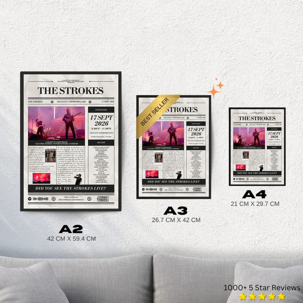 The Strokes - Personalised Newspaper Style Concert Poster (USA Tour)