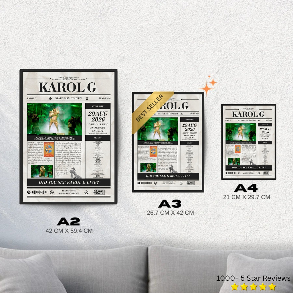 Karol G - Personalised Newspaper Style Concert Poster (USA Tour)
