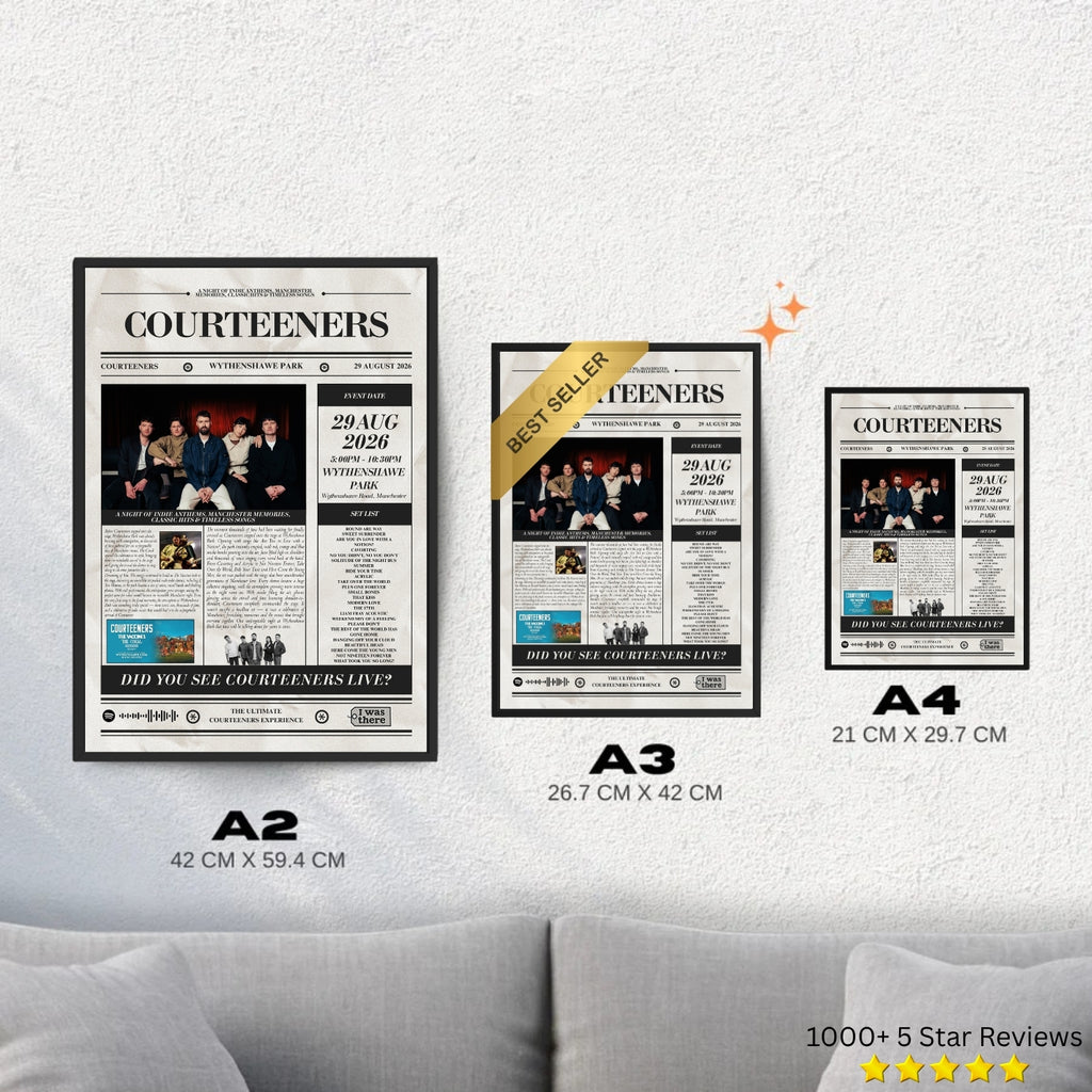 Courteeners - Personalised Newspaper Style Concert Poster
