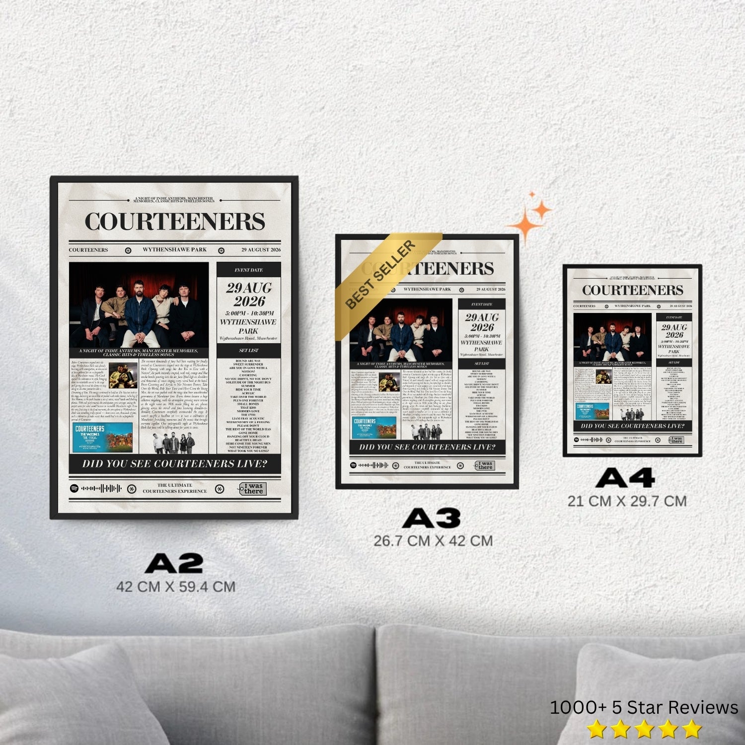 Courteeners - Personalised Newspaper Style Concert Poster