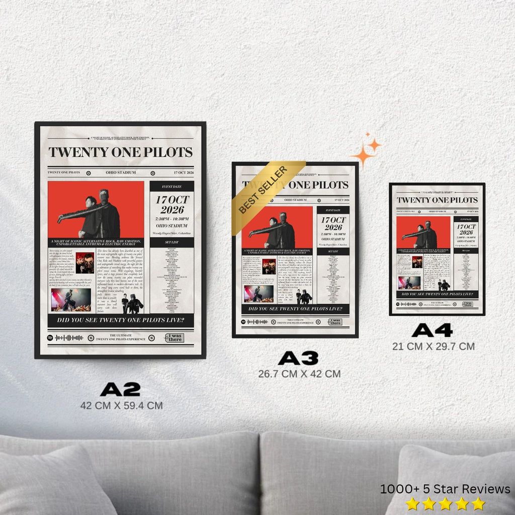 Twenty One Pilots - Personalised Newspaper Style Concert Poster (USA Tour)
