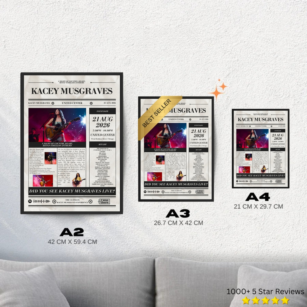 Kacey Musgraves - Personalised Newspaper Style Concert Poster (USA Tour)