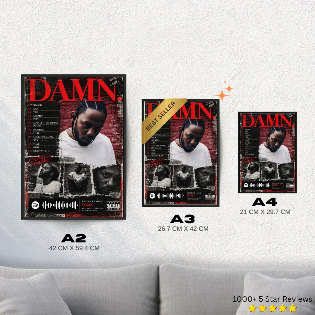 DAMN. - Kendrick Lamar Inspired Album Poster - USA