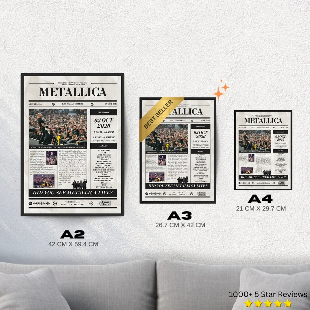 Metallica - Personalised Newspaper Style Concert Poster (USA Tour)