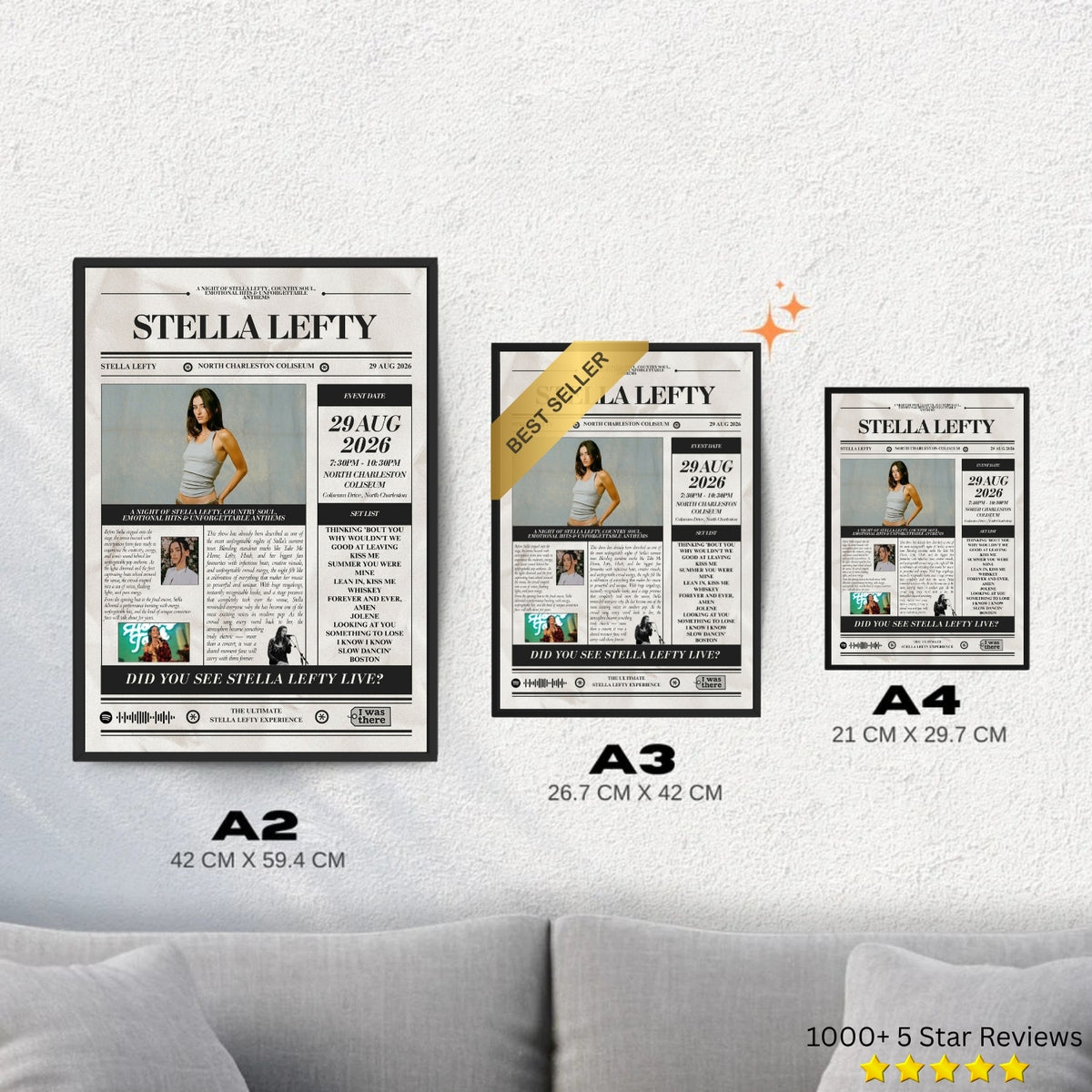 Stella Lefty - Personalised Newspaper Style Concert Poster (USA 2026 Tour)