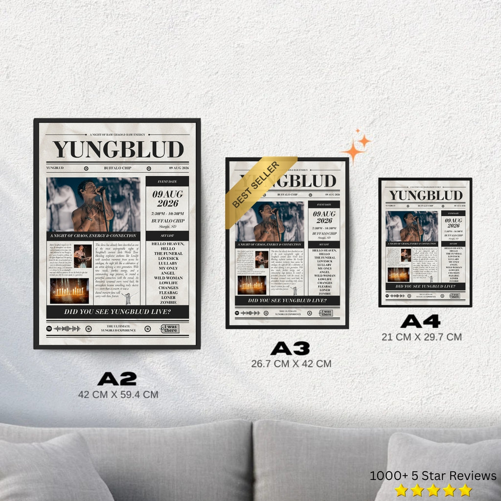 YUNGBLUD - Personalised Newspaper Style Concert Poster (USA Tour)