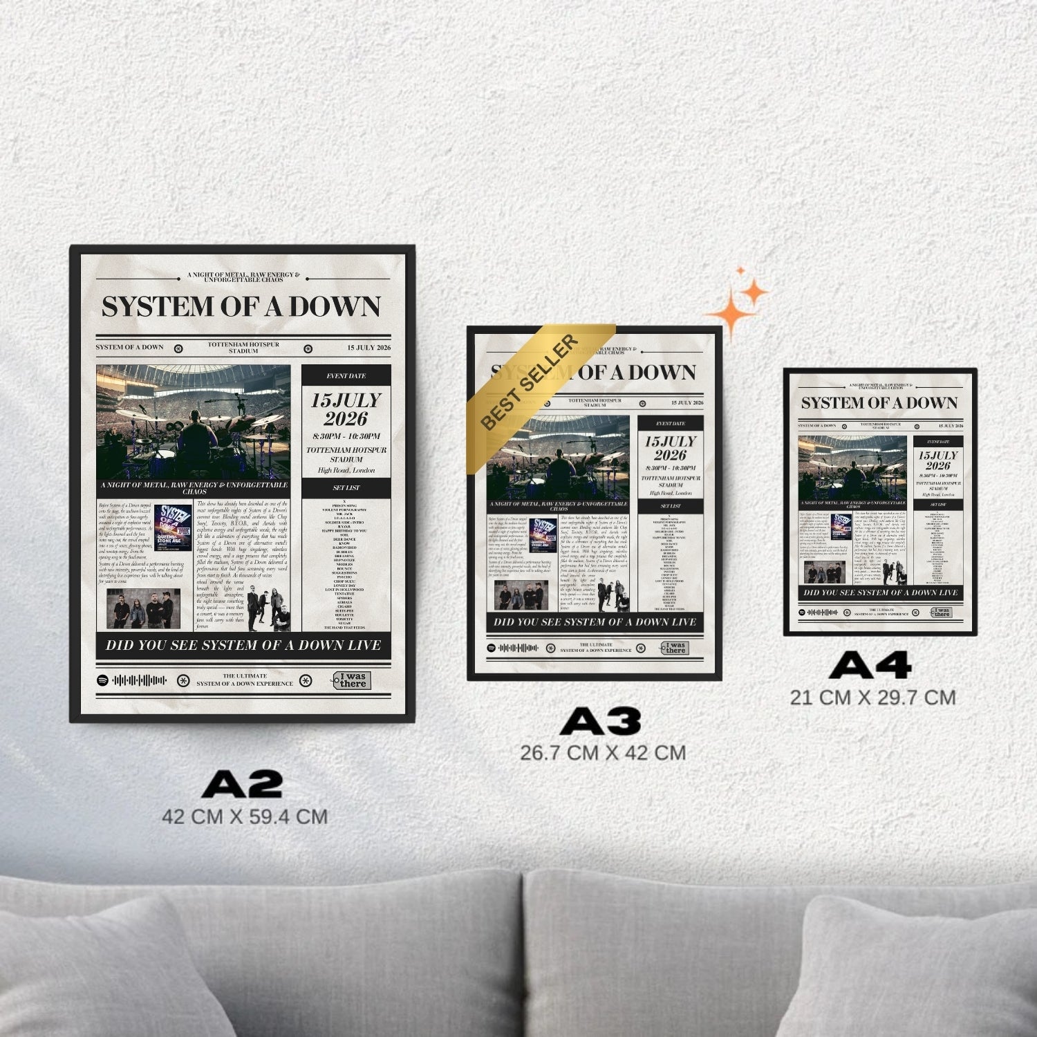 System of a Down - Personalised Newspaper Style Concert Poster