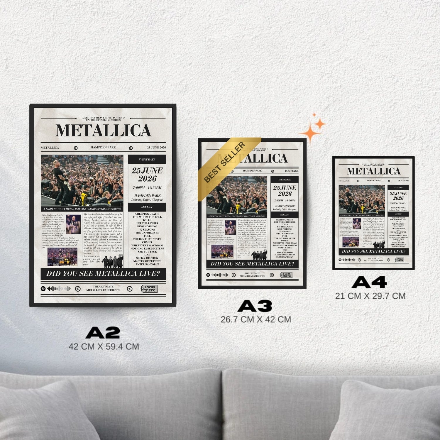 Metallica - Personalised Newspaper Style Concert Poster