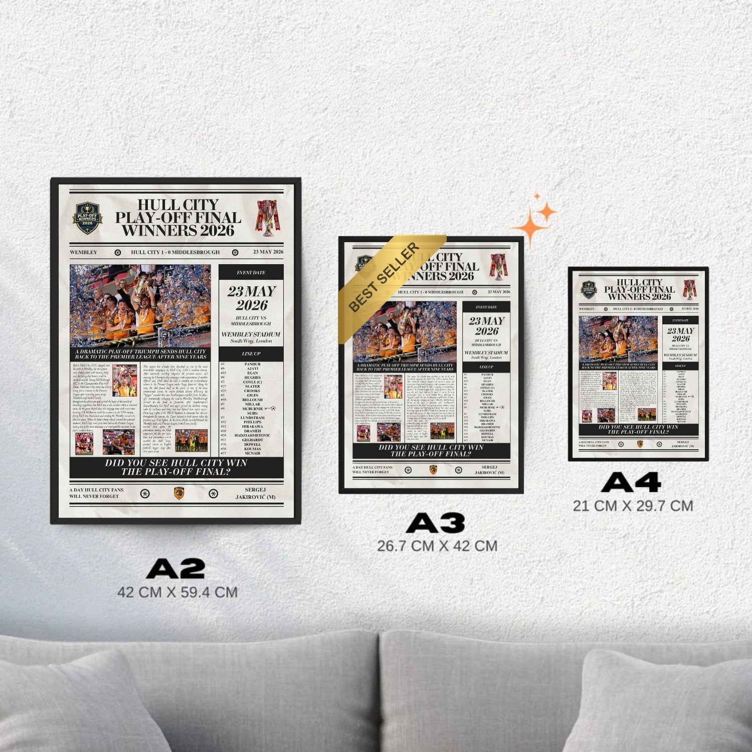 Hull City Play Off Winners 2026 - Newspaper Style Poster