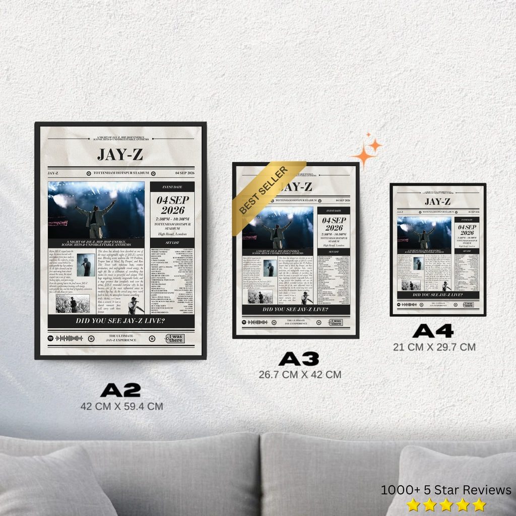 Jay-Z - Personalised Newspaper Style Concert Poster