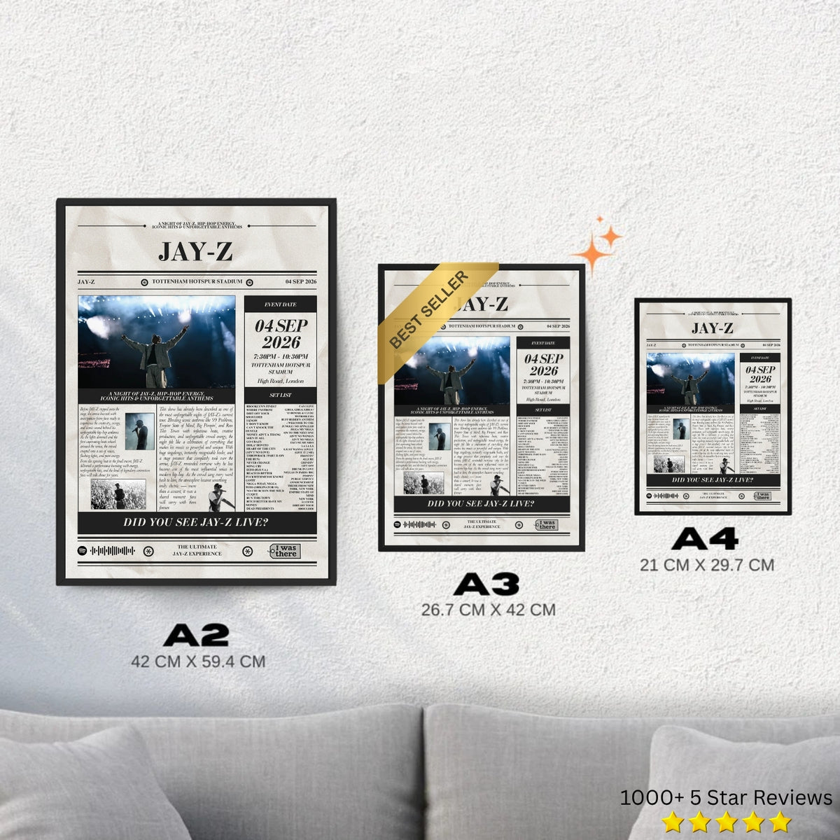Jay-Z - Personalised Newspaper Style Concert Poster