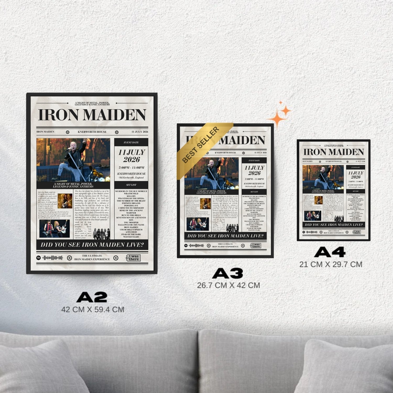 Iron Maiden - Personalised Newspaper Style Concert Poster