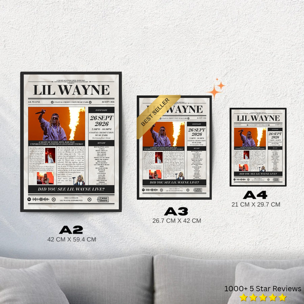 Lil Wayne - Personalised Newspaper Style Concert Poster (USA Tour)