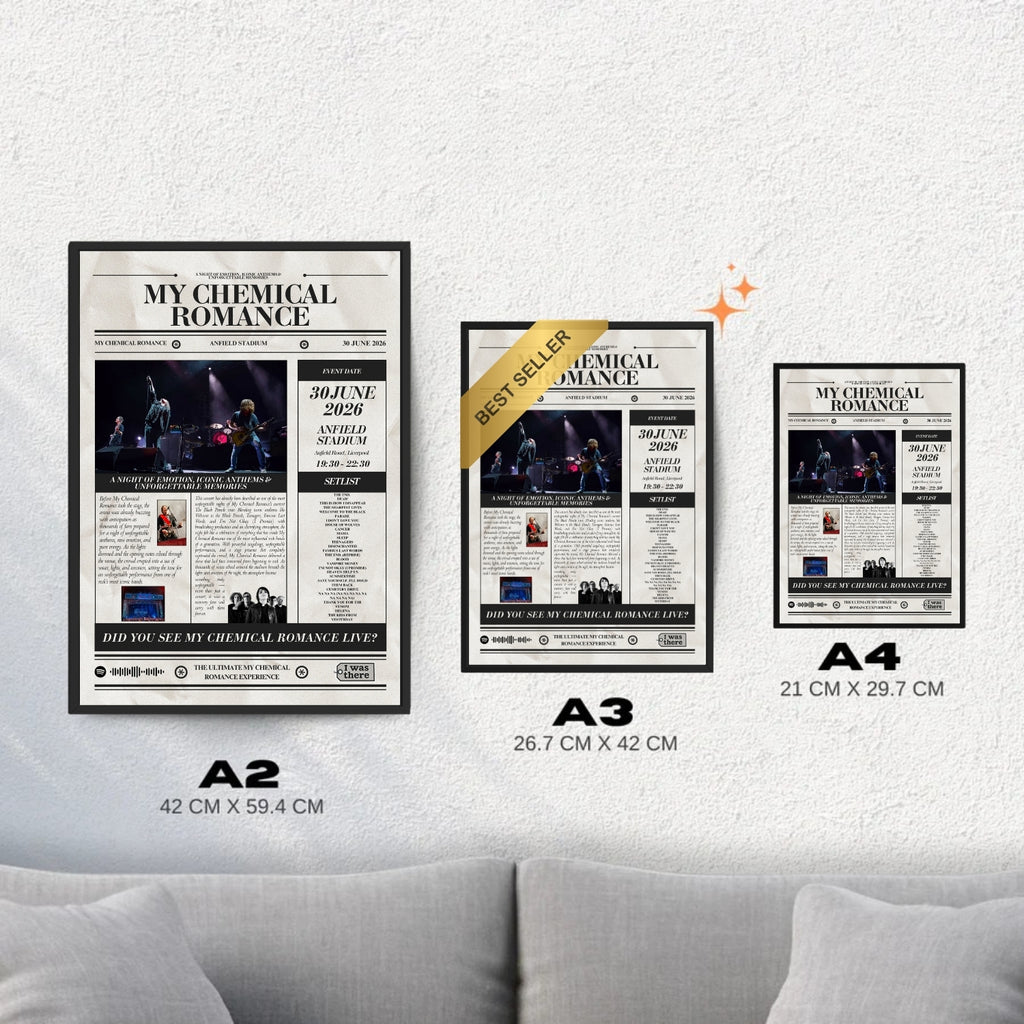 My Chemical Romance - Personalised Newspaper Style Concert Poster