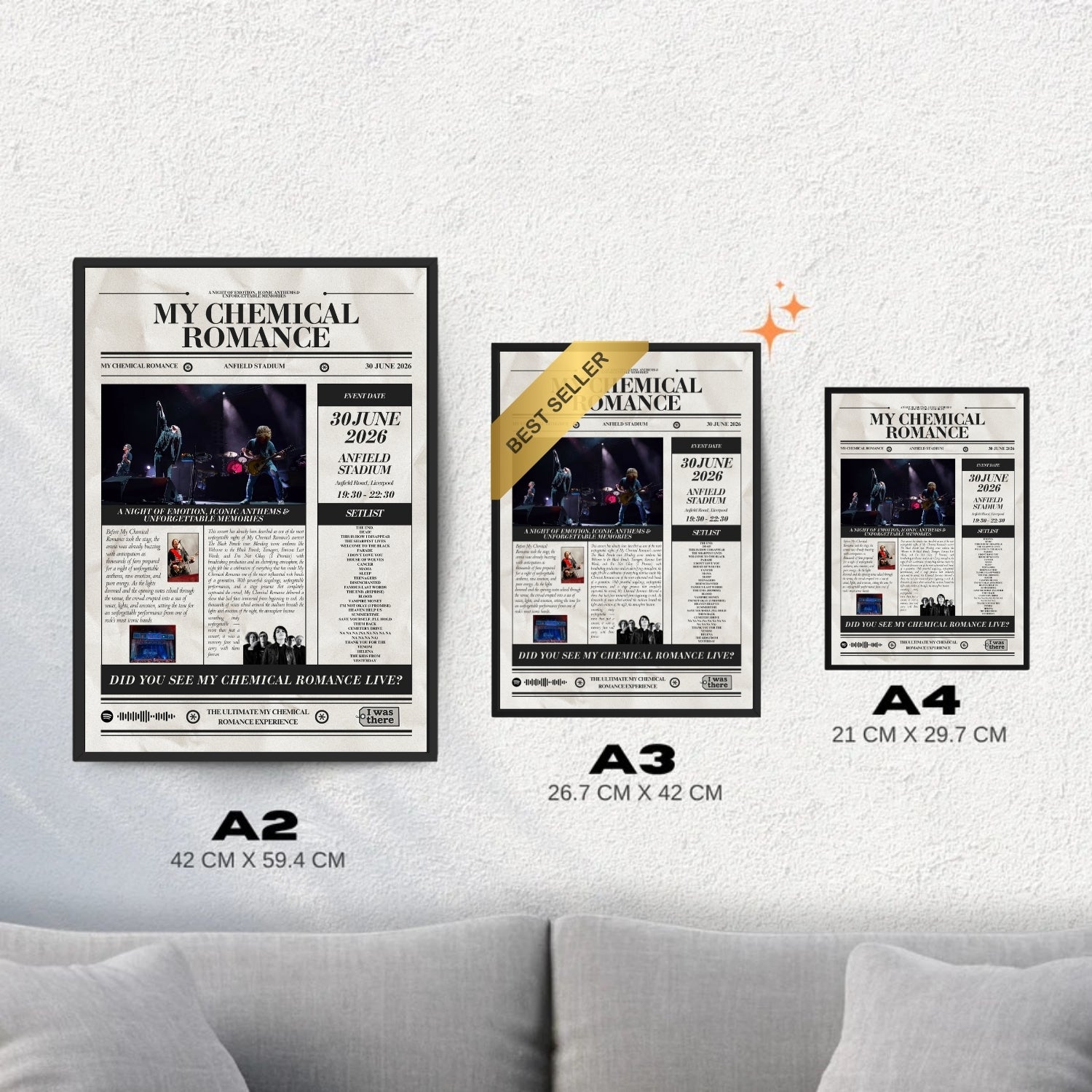 My Chemical Romance - Personalised Newspaper Style Concert Poster