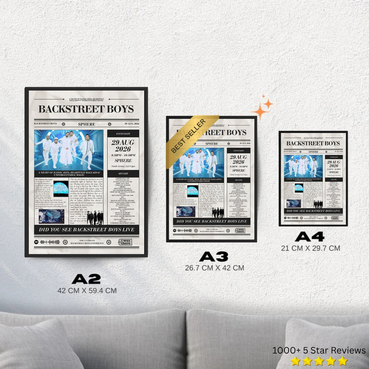 Backstreet Boys - Personalised Newspaper Style Concert Poster (USA Tour)