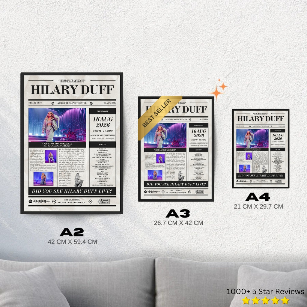 Hilary Duff - Personalised Newspaper Style Concert Poster (USA Tour)