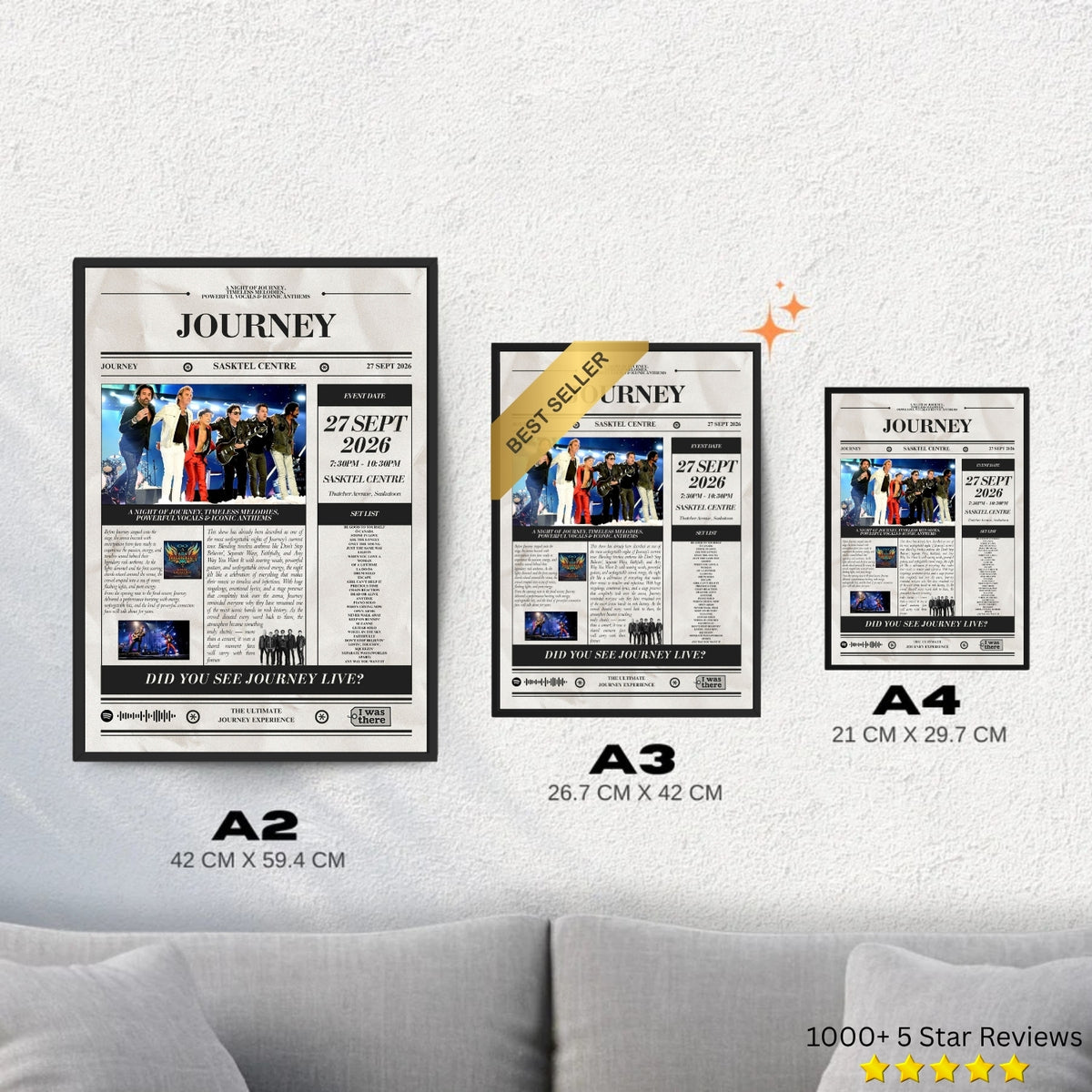 Journey - Personalised Newspaper Style Concert Poster (USA Tour)