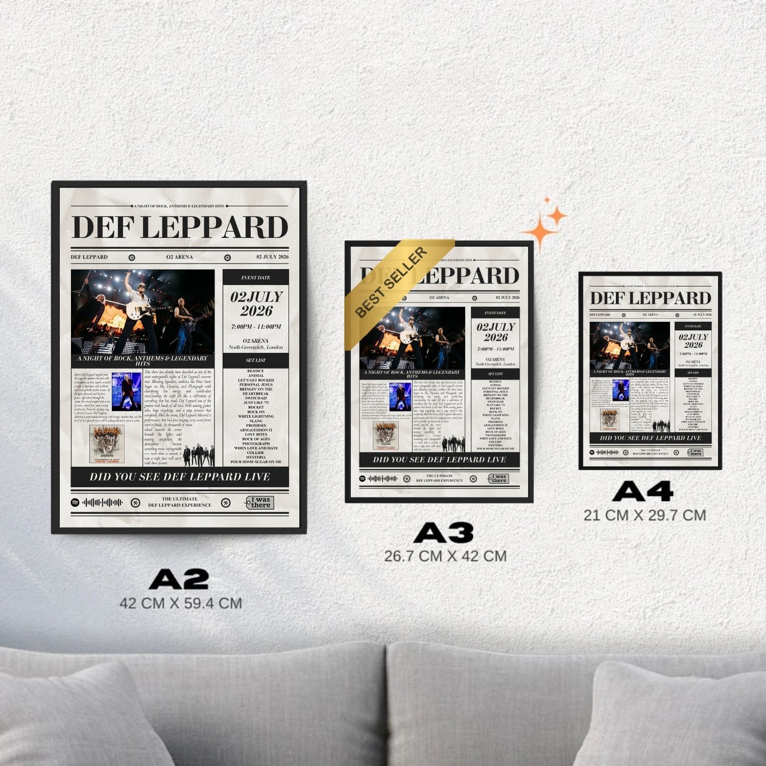 Def Leppard - Personalised Newspaper Style Concert Poster