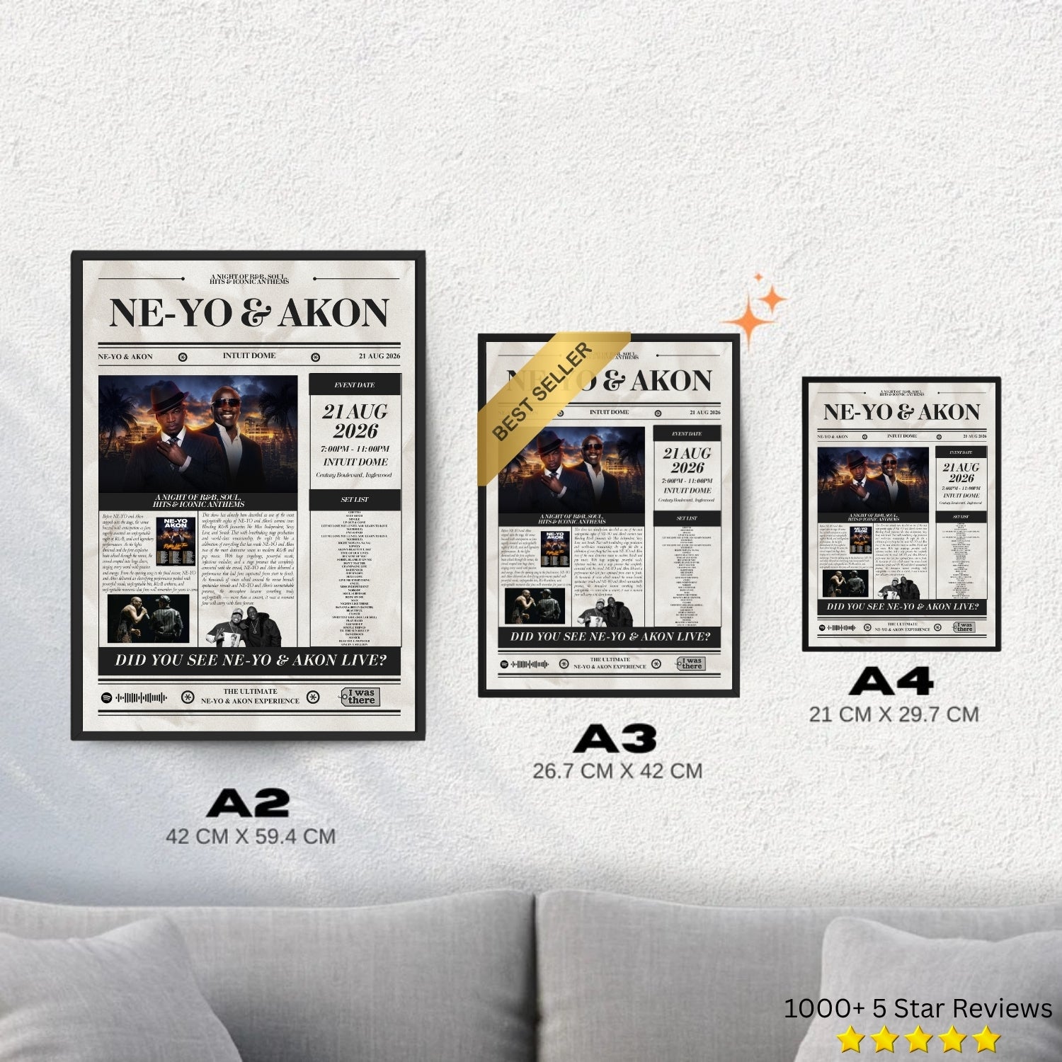 Neyo x Akon - Personalised Newspaper Style Concert Poster (USA Tour)
