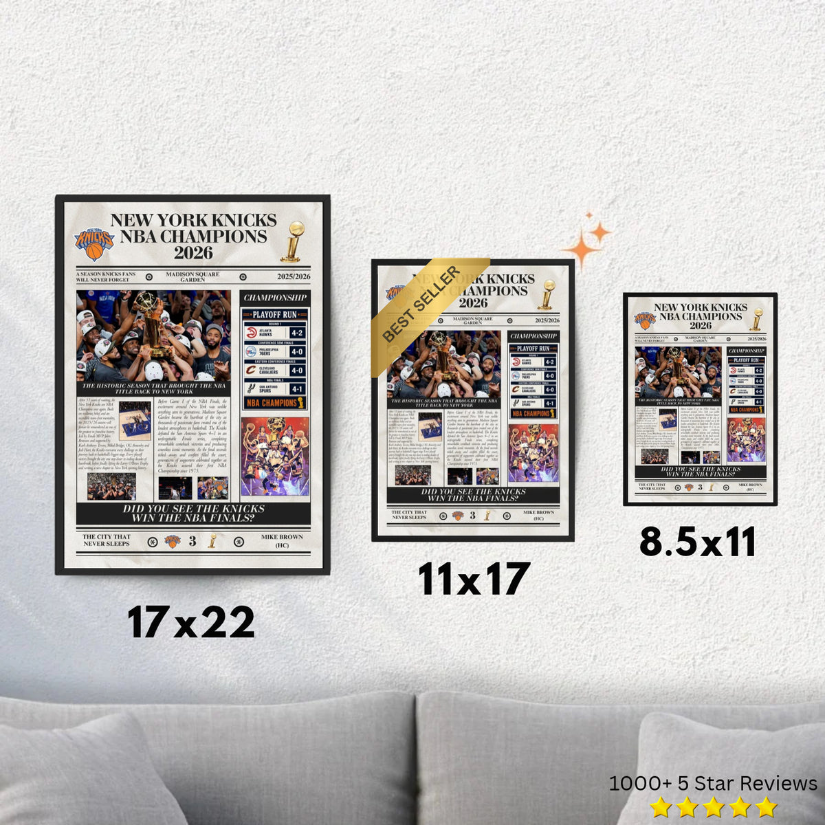 New York Knicks NBA Champions 2026 - Newspaper Style Poster