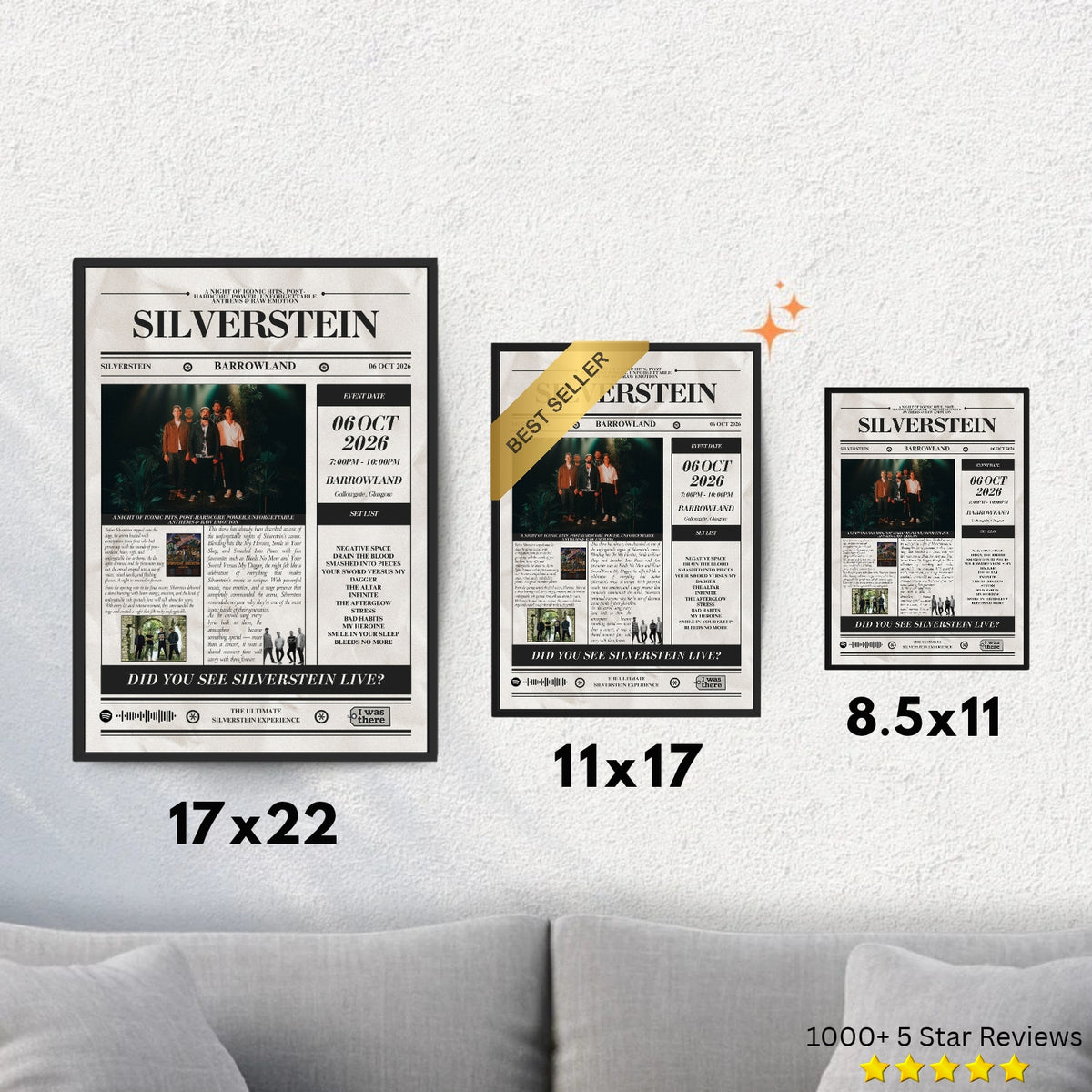 Silverstein - Personalised Newspaper Style Concert Poster (USA Tour)