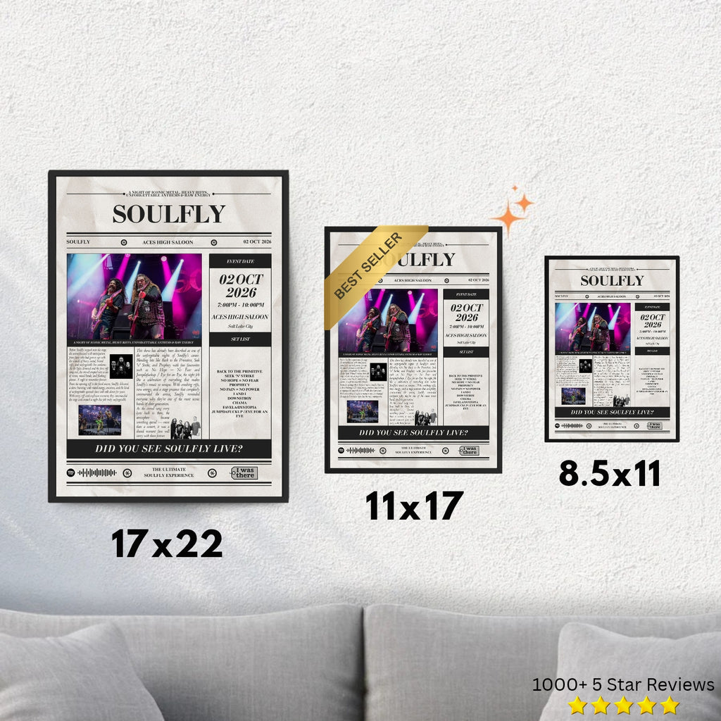 Soulfly - Personalised Newspaper Style Concert Poster (USA Tour)