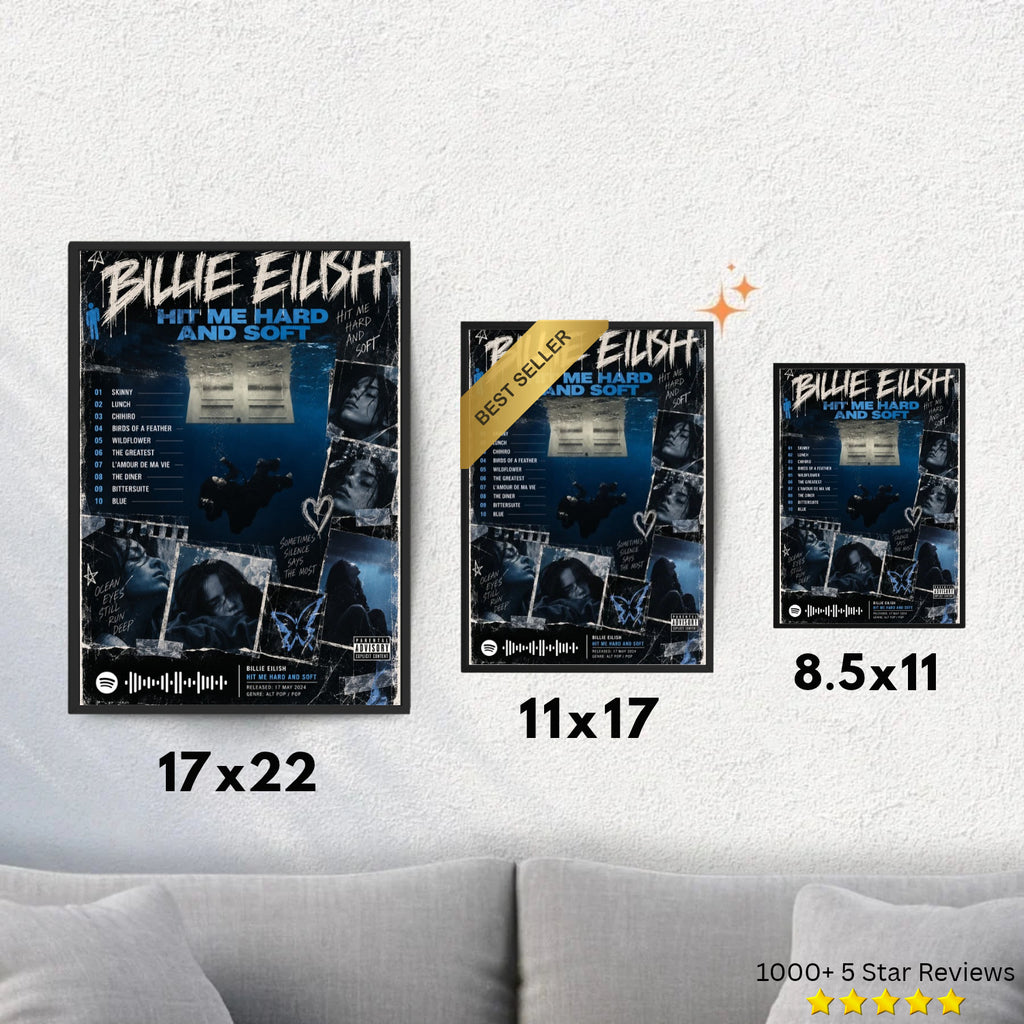 HIT ME HARD AND SOFT - Billie Eilish Inspired Album Poster - USA