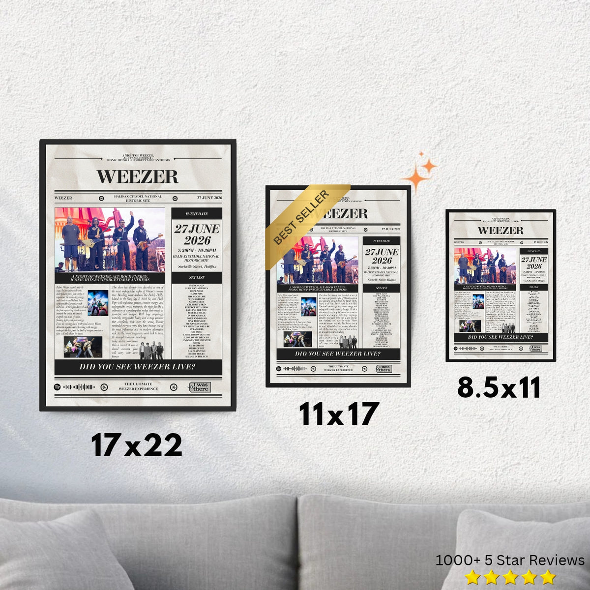 Weezer - Personalised Newspaper Style Concert Poster (USA Tour)