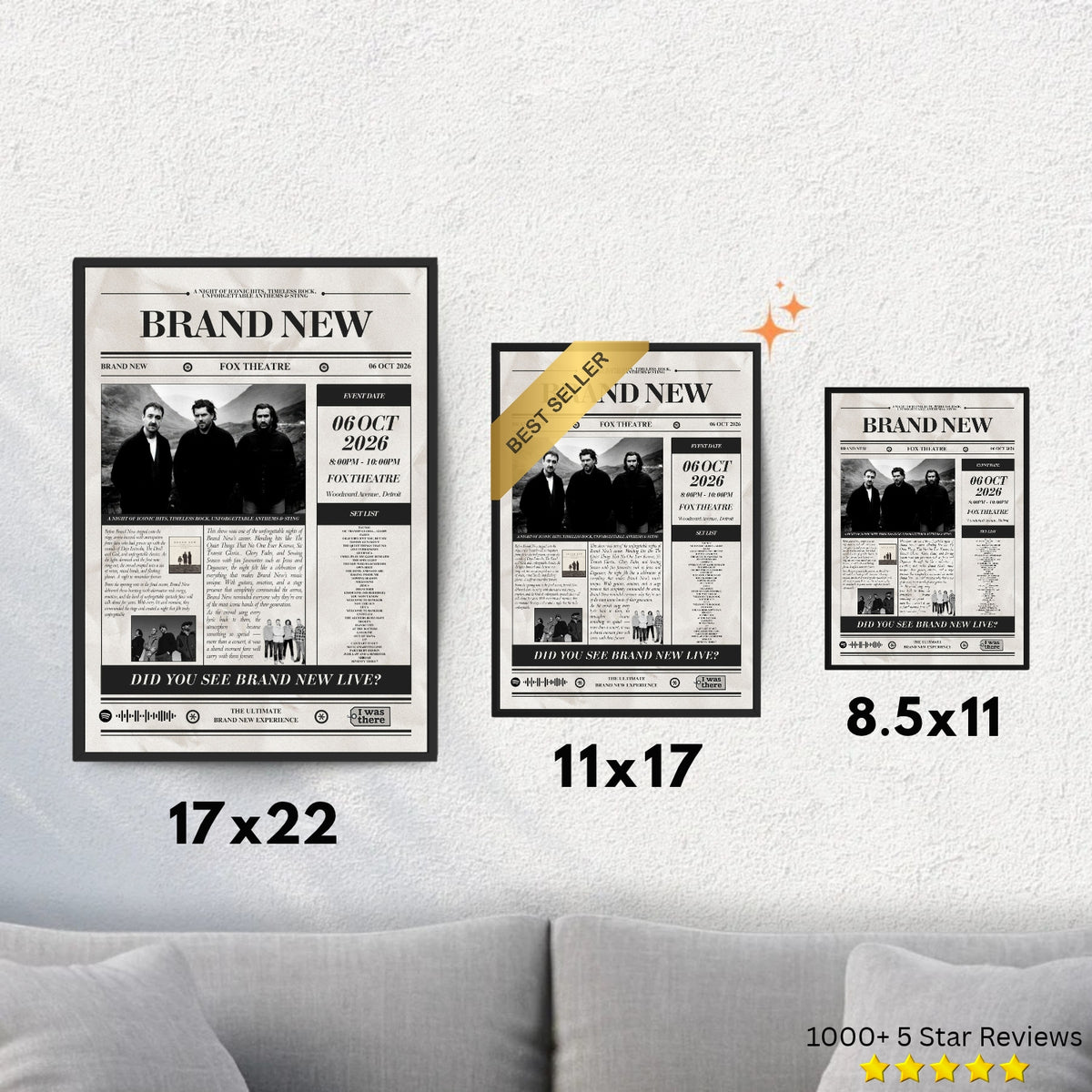 Brand New - Personalised Newspaper Style Concert Poster (USA Tour)