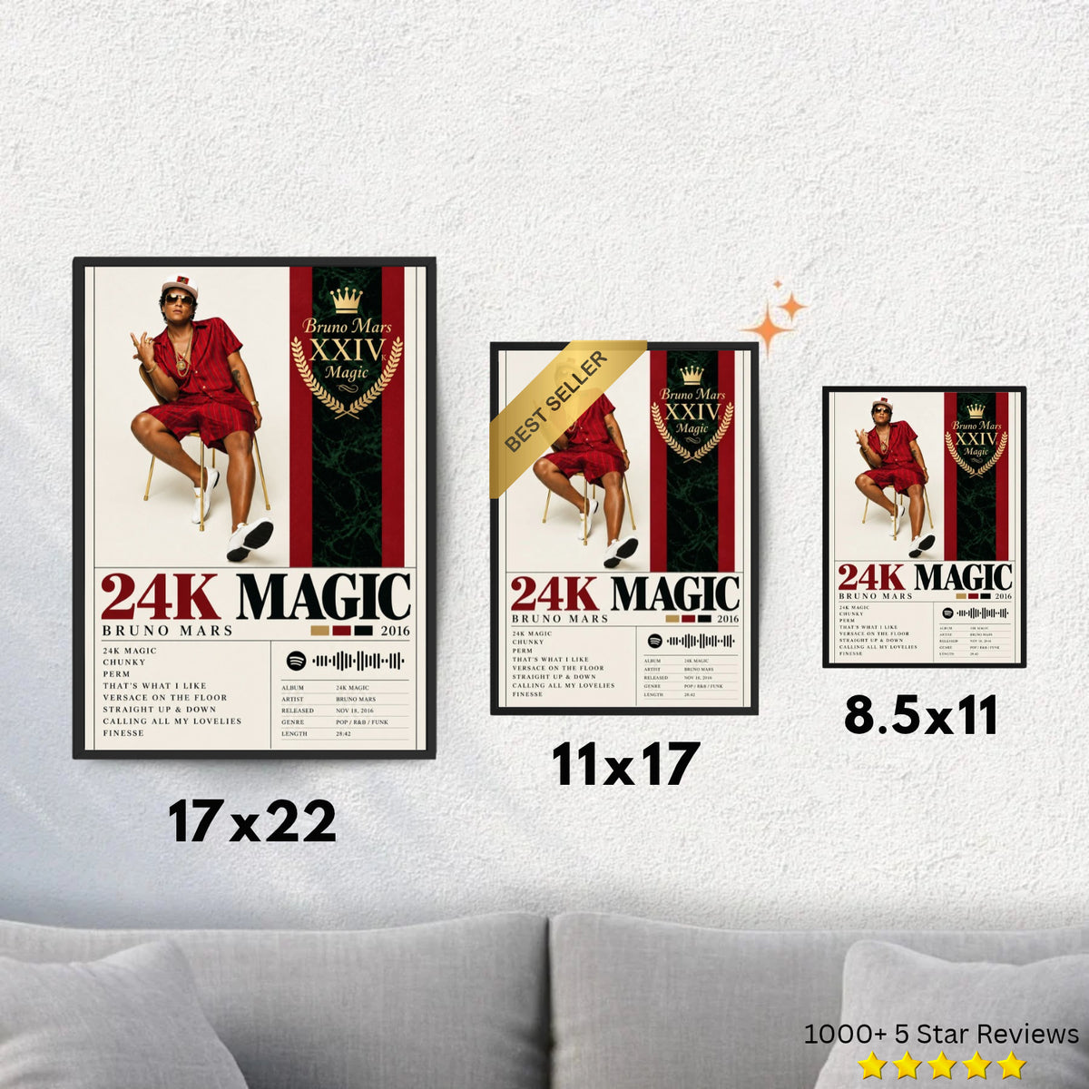 24K Magic - Bruno Mars Inspired Album Poster - USA