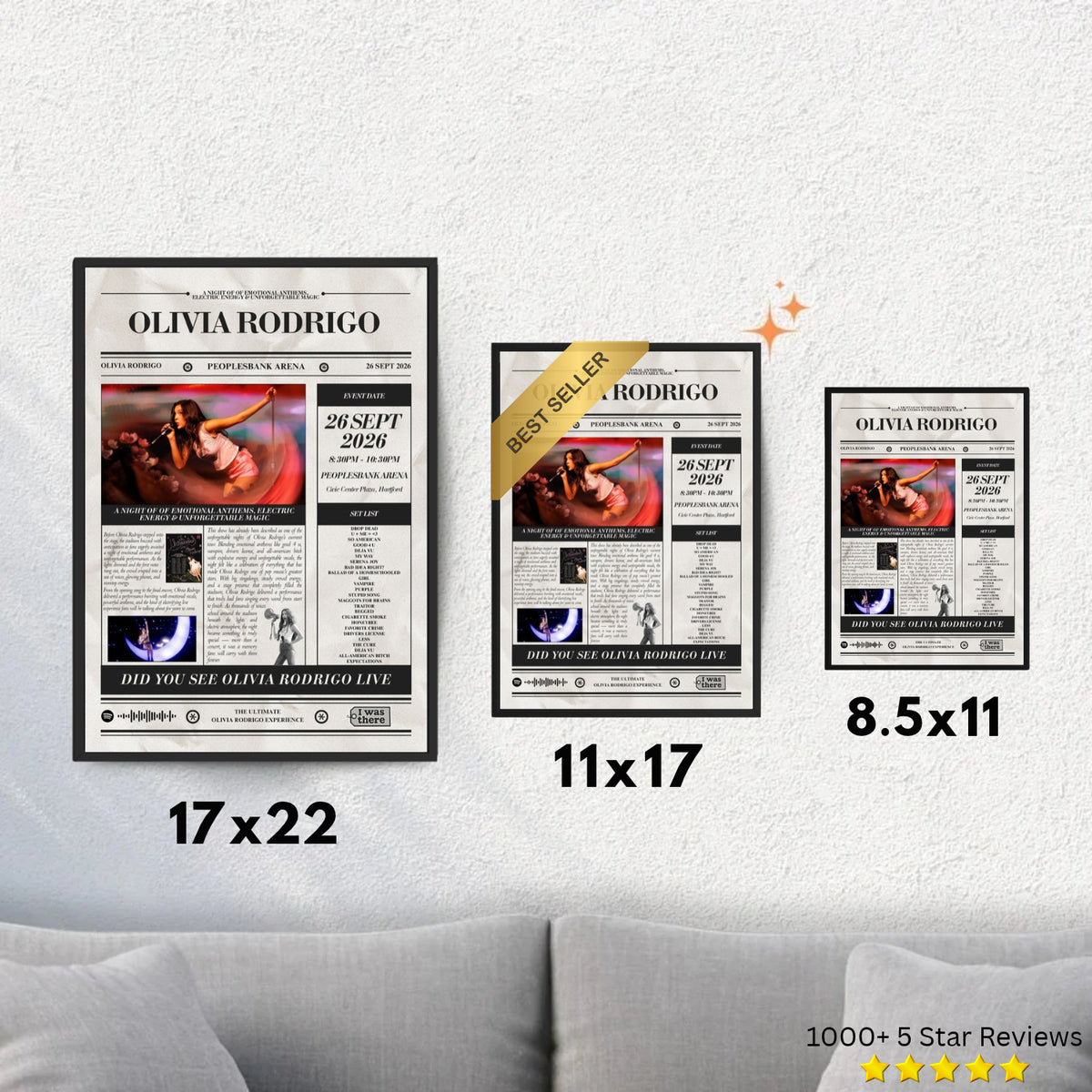 Olivia Rodrigo - Personalised Newspaper Style Concert Poster (USA Tour)
