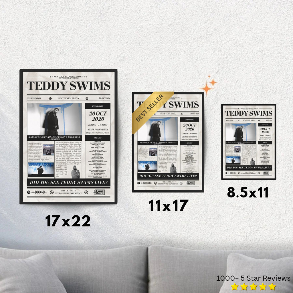 Teddy Swims - Personalised Newspaper Style Concert Poster (USA Tour)