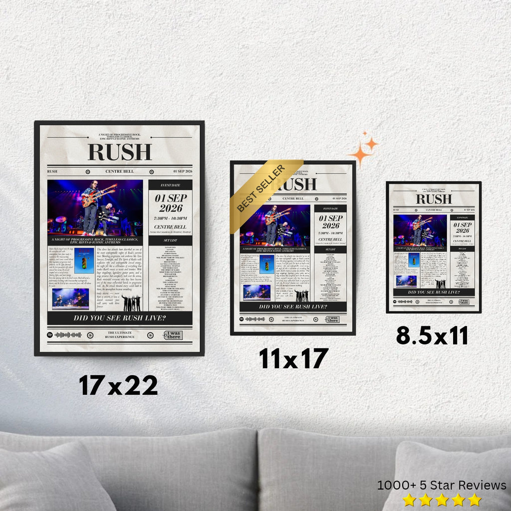 Rush - Personalised Newspaper Style Concert Poster (USA Tour)