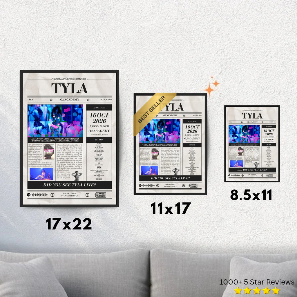 Tyla - Personalised Newspaper Style Concert Poster (USA Tour)